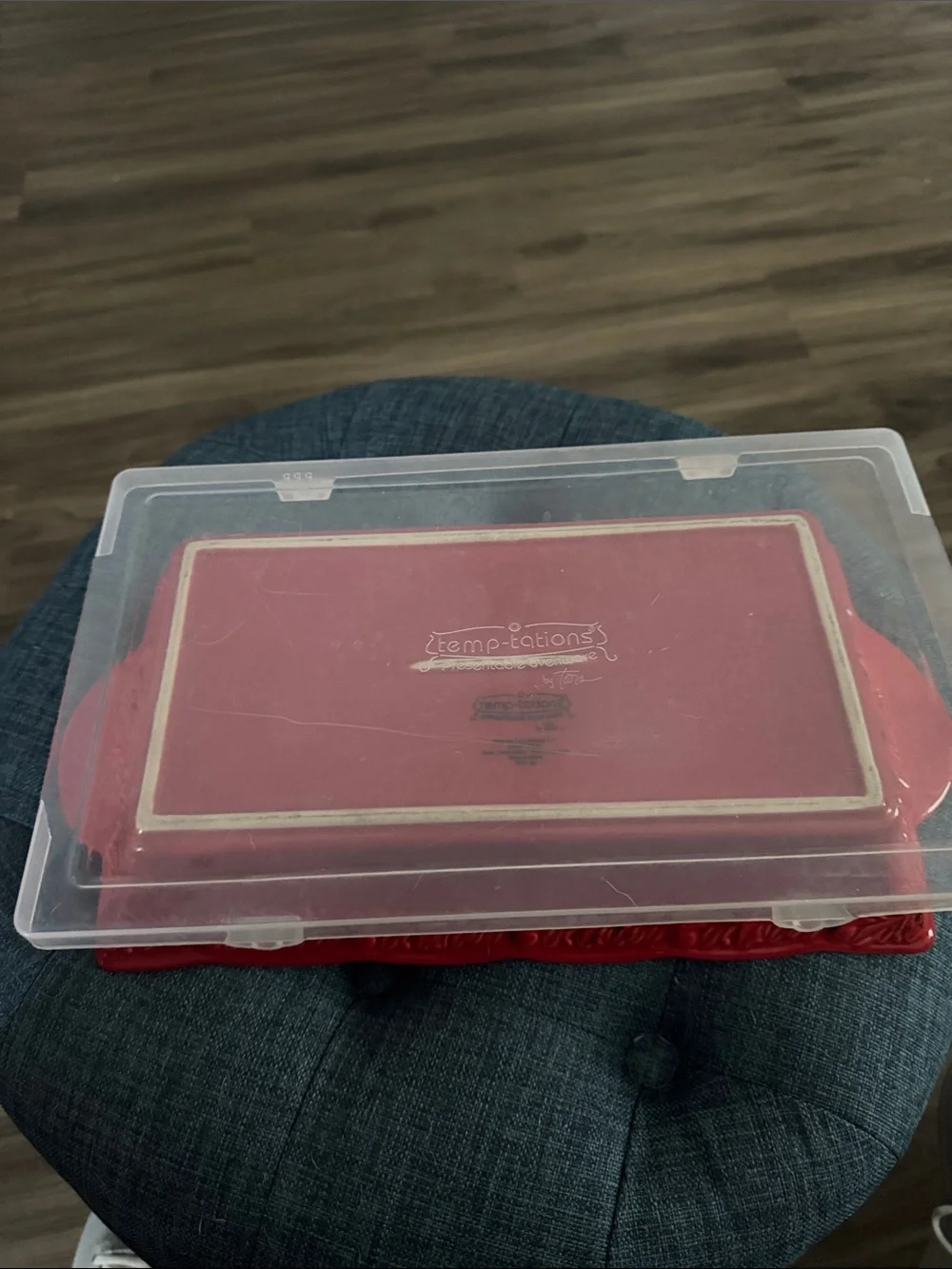 Temptations Red Ceramic Lasagna Baker w/ Lid